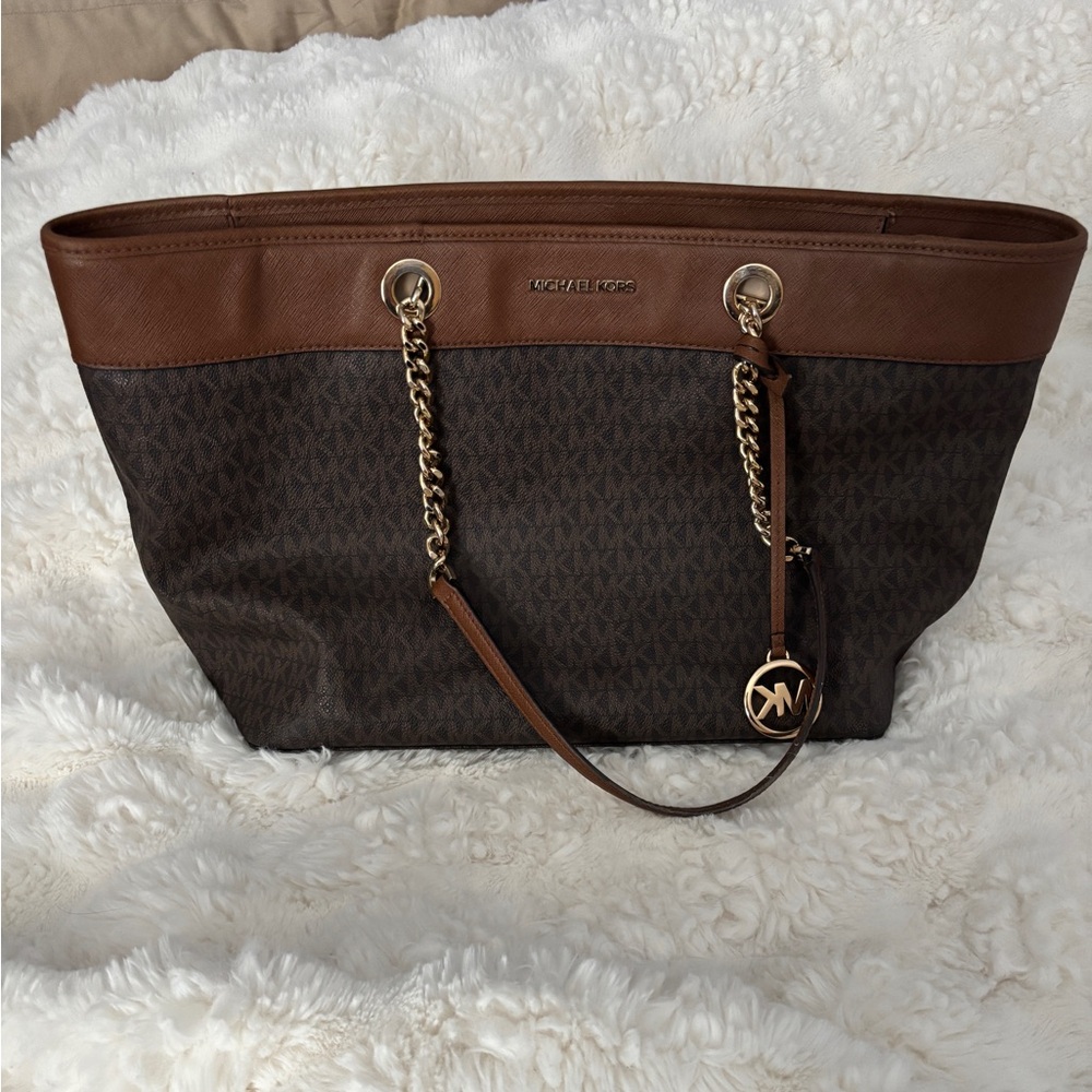 Michael Kors Dark Brown and Tan Tote